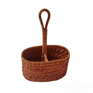 Vintage Weaved Wicker Divided Wine Basket
